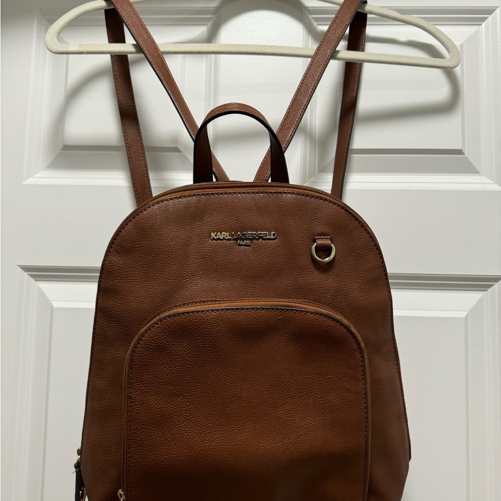 Karl Lagerfeld brown leather backpack